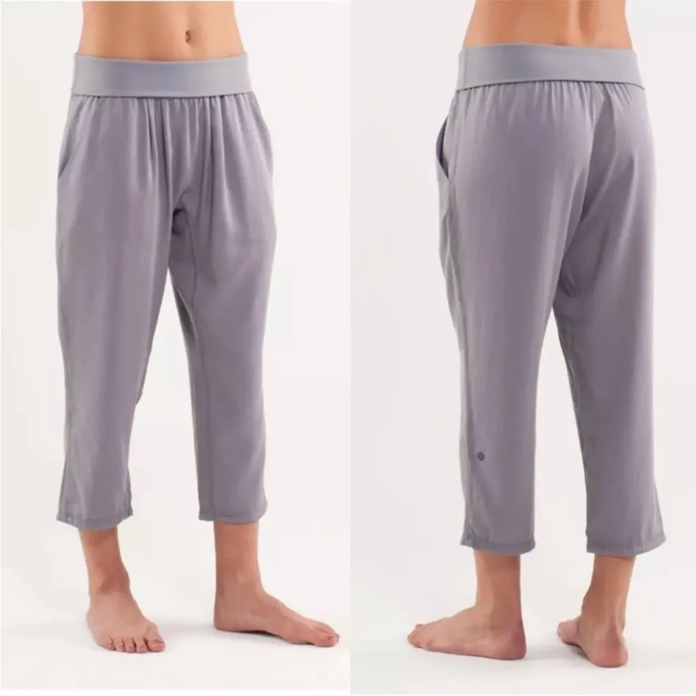 Lululemon Fossil Gray Tencel Post Power Pants Fold Over S 4